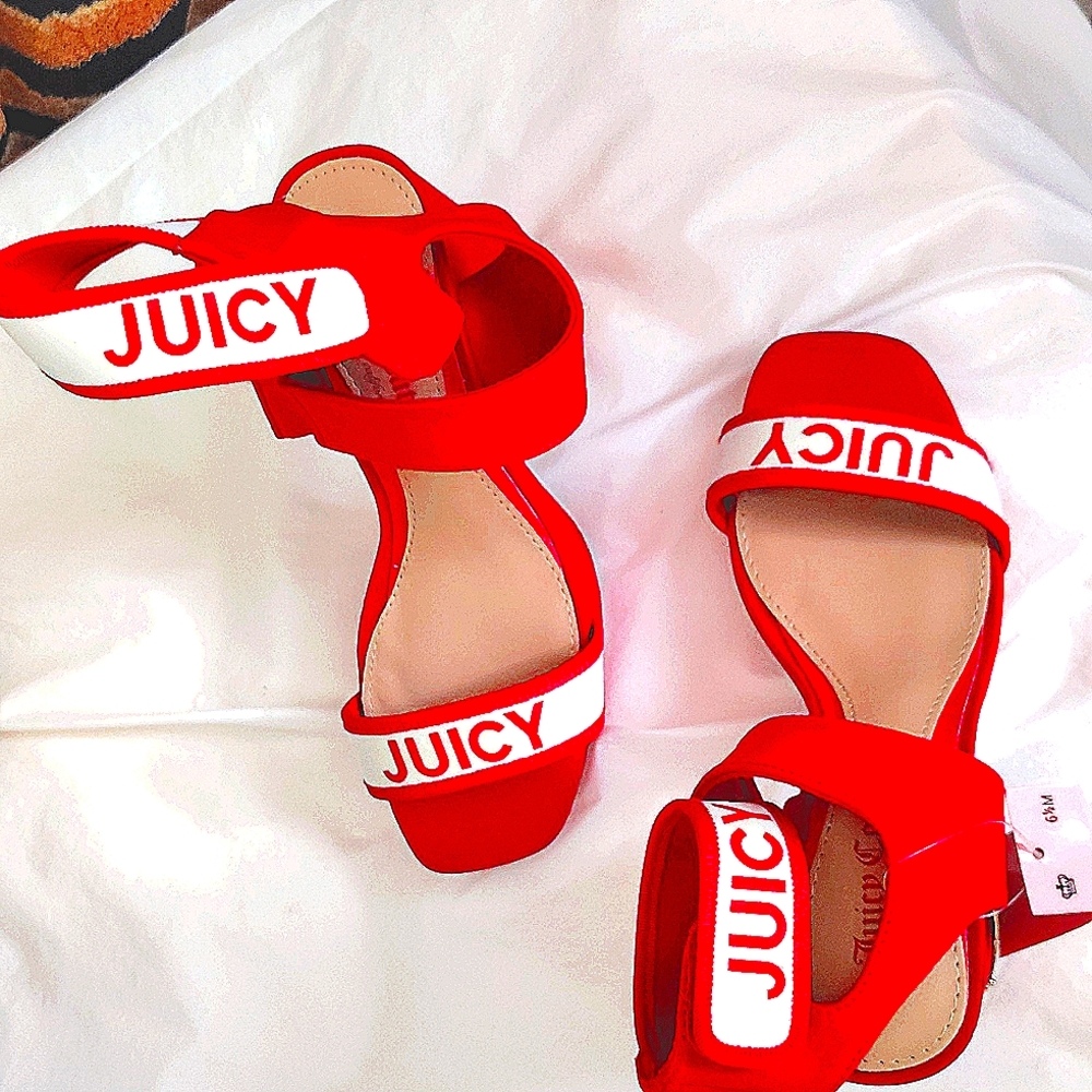 ♥️" JUICY COUTURE " ♥️ REDHOTT♥️♥️ SEXY OPENTOES SANDALHEELS GET YOU SEXY&JUICY!